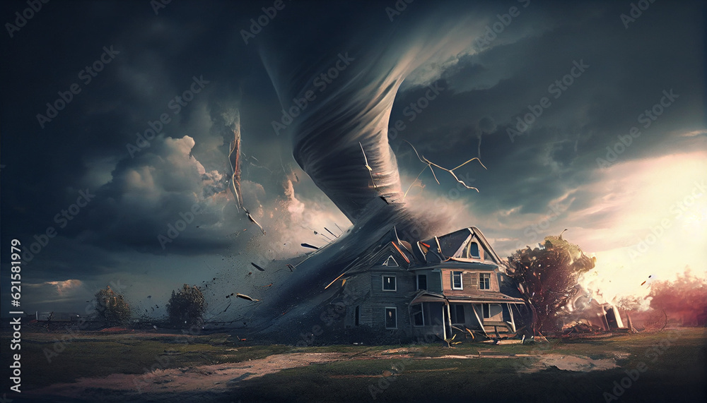 Natural disaster. Tornado Ai generated image Stock Illustration | Adobe