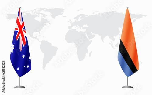 Australia and Chagos Islands flags for official meeting