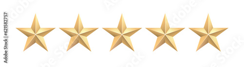 Five gold Stars. Rating or quality symbol. Vector illustration