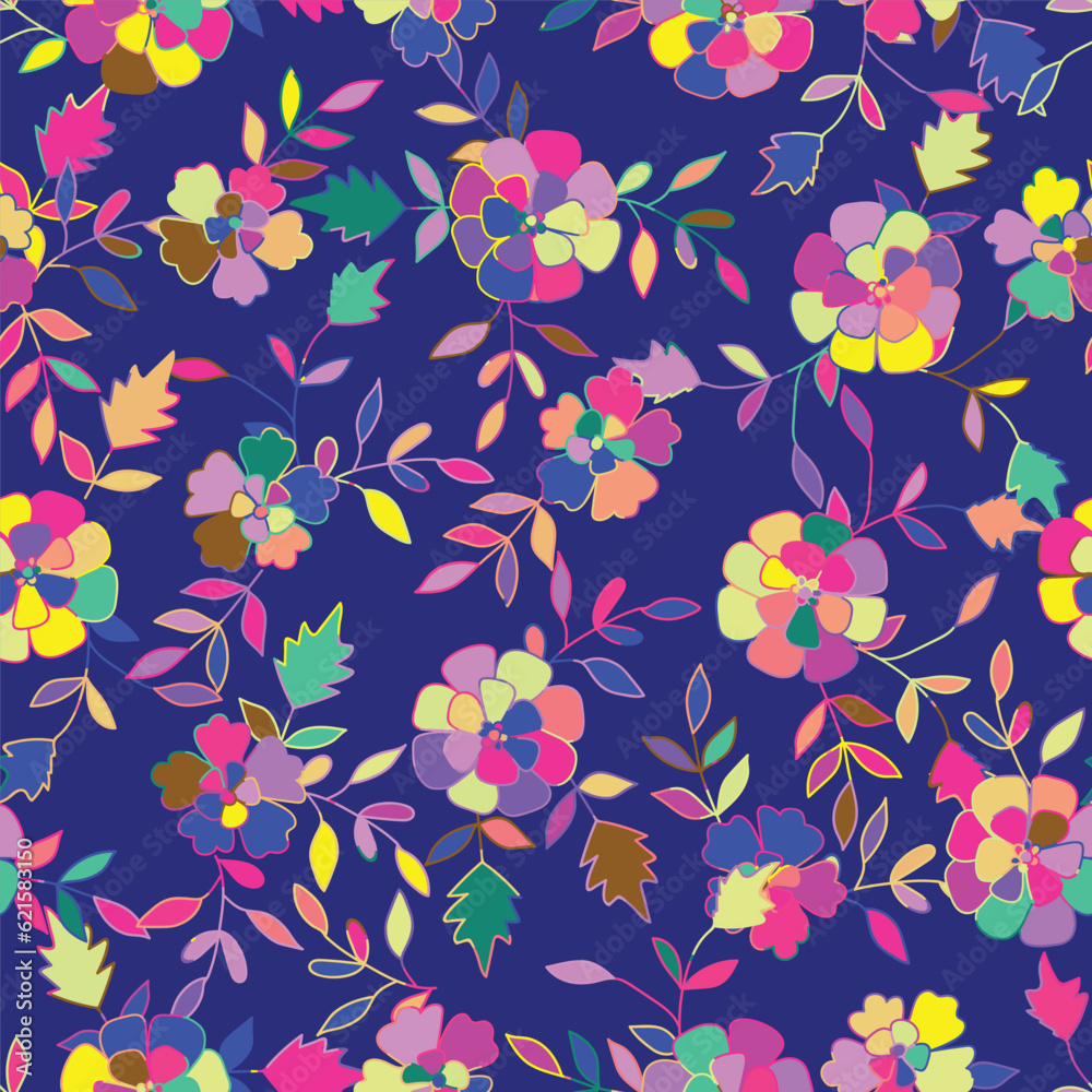 Obraz premium Colorful floral seamless pattern