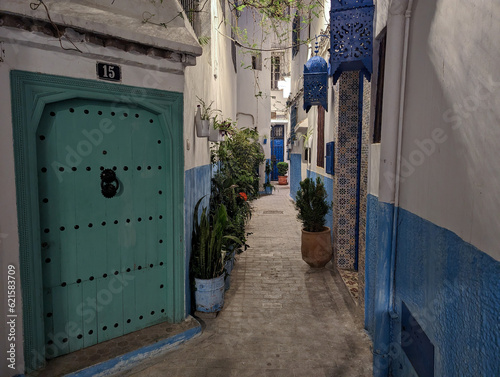 Typical narrow alley in the Kasbah district in Tangier
