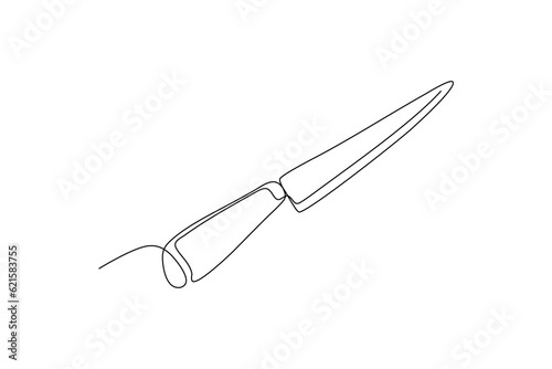 continuous line kitchen knife vector illustration