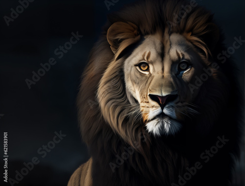 Beautiful lion portrait, generative ai