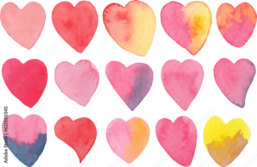 Hand painted watercolor hearts