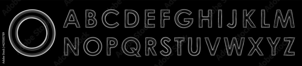 Alphabet contour line design fonts. Typography font uppercase and vector illustration