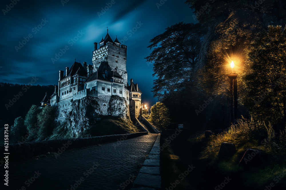Mystical Magical Fairytale Dark Castle in a Fantasy Land created with Generative AI technology
