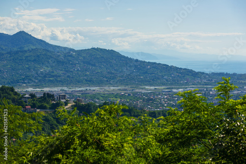 Beautiful landscape with forest mountains and Chorokhi river  Batumi