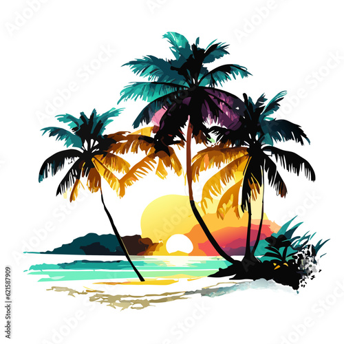 palm on beach sun 2