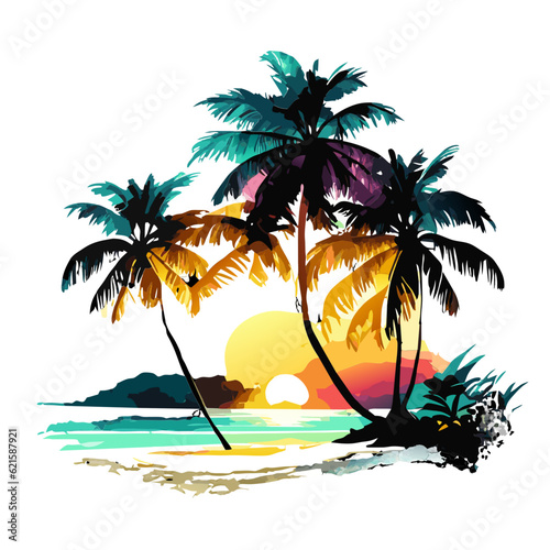 palm on beach sun 2