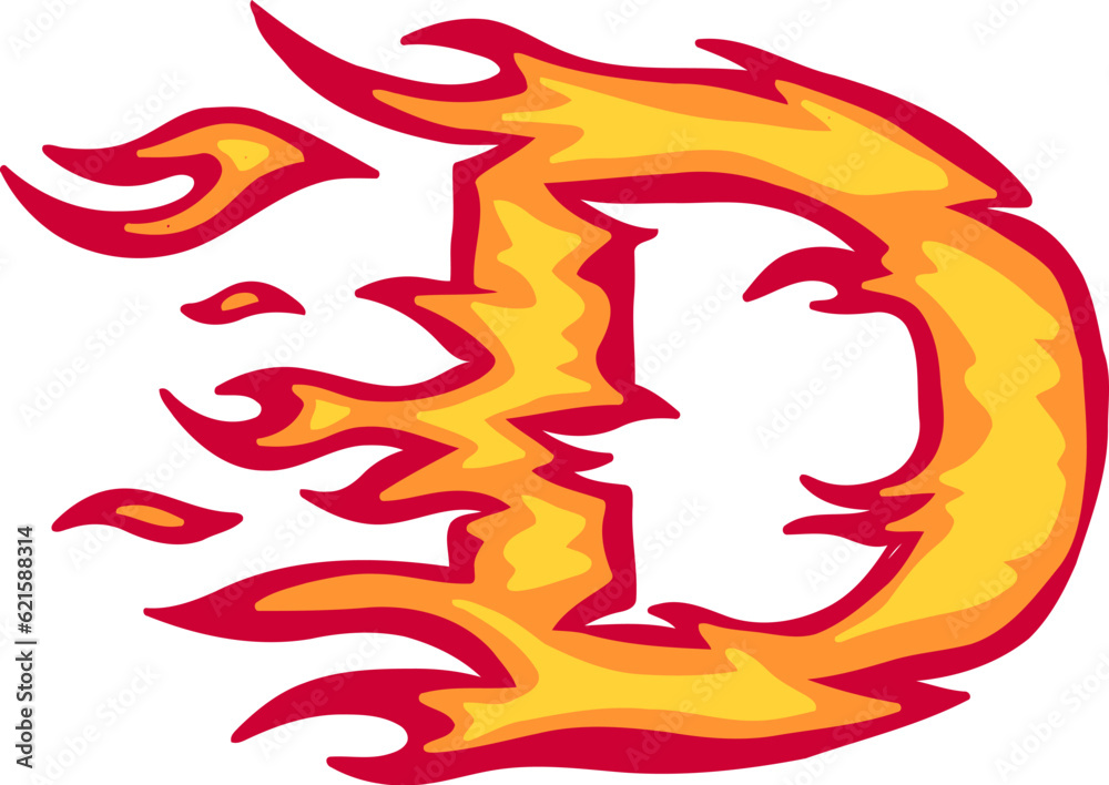 Obraz premium Fire Alphabet Letter D