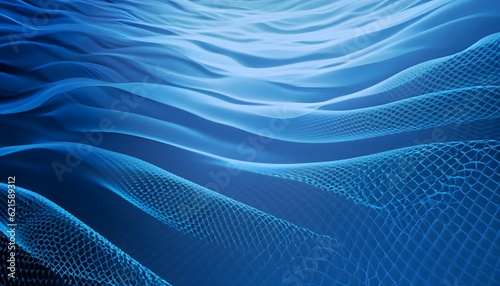Oceanic Harmony: Serene Blue Wave Mesh Background, generative AI