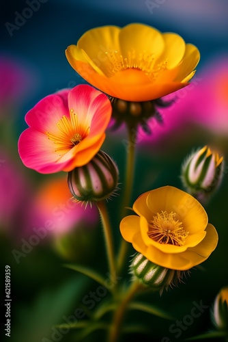 Flowers colorful wallpaper backgrounds nature lover yellow pink blue magenta dark pink orange shade