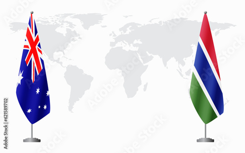 Australia and Gambia flags for official meeting