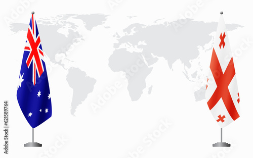 Australia and Georgia flags for official meeting