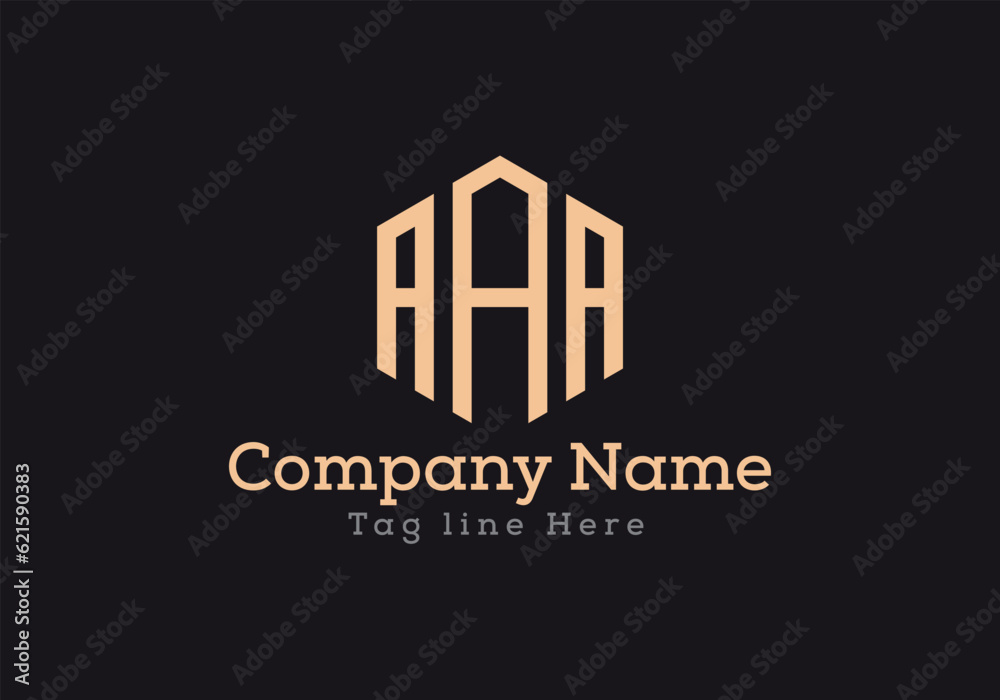 Polygon AAA letter logo design vector template in gold colour