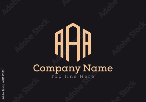 Polygon AAA letter logo design vector template in gold colour