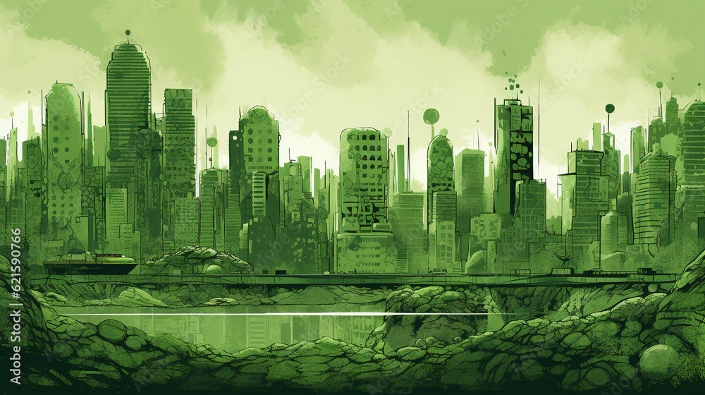 Obraz premium Ecosustainable Composit, Green Urban center. Generative AI.
