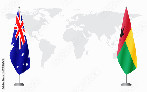 Australia and Guinea Bissau flags for official meeting
