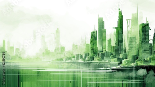 Ecosustainable Composit  Green Urban center. Generative AI.