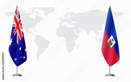 Australia and Haiti flags for official meeting