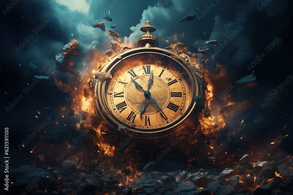 Clock Exploding in Thousands of particles. Generative AI. Clock Exploding in Thousands of particles. Generative AI.