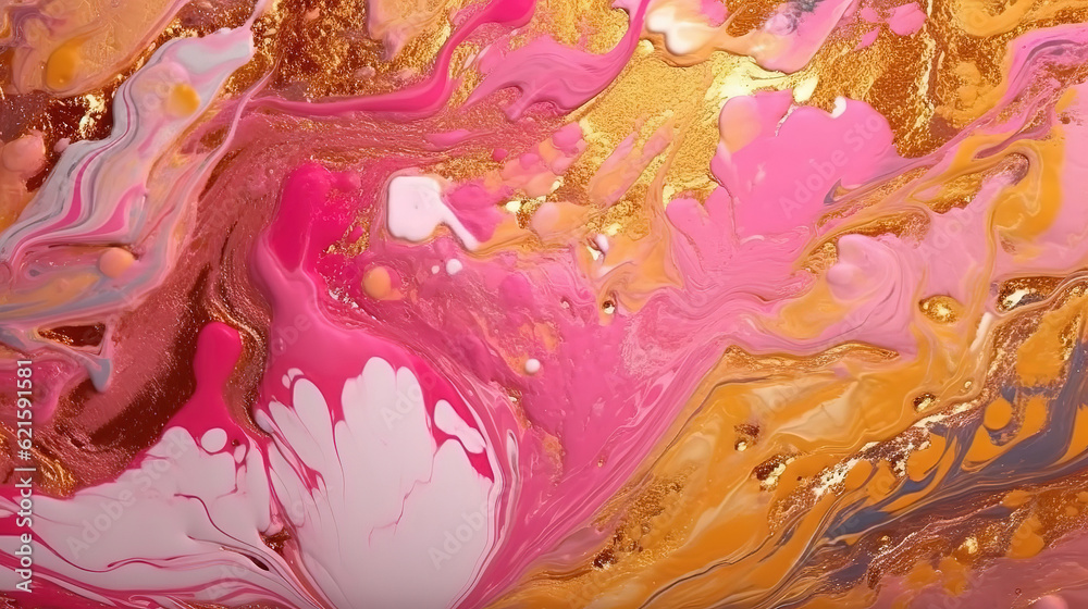 High quality round abstract video of fluid art. Generative ai