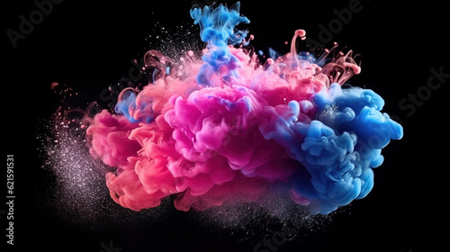 Paint splash, Ink water, Reveal effect, Explosion vapor.. Generative ai