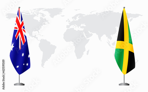 Australia and Jamaica flags for official meeting