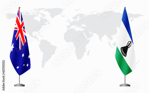 Australia and Lesotho flags for official meeting