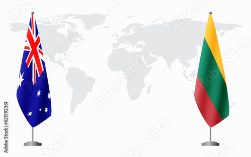 Australia and Lithuania flags for official meeting