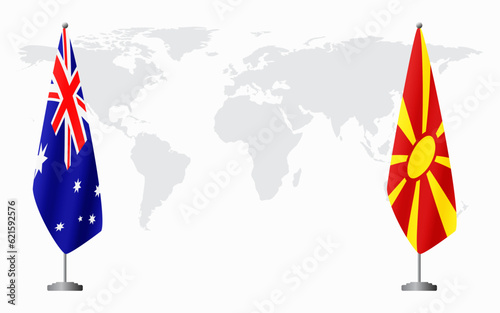 Australia and Northern Macedonia flags for official meeting