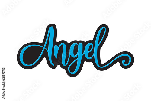 Angel Hand drawn lettering isolated on white background. Vector illustration for your design.