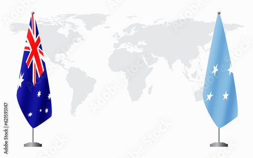 Australia and Micronesia flags for official meeting