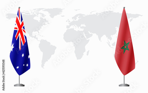Australia and Morocco flags for official meeting