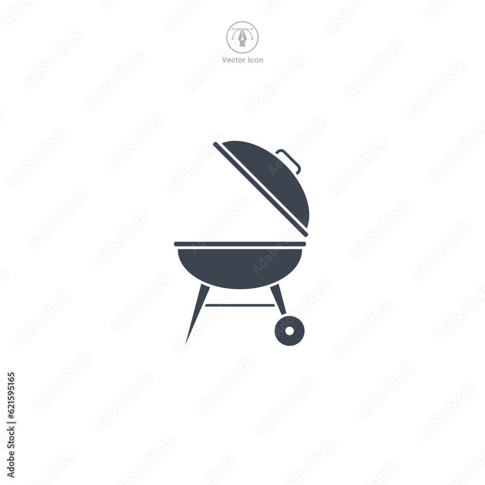 Outdoor Barbecue Grill vector icon illustration isolated on white background Outdoor Barbecue Grill vector icon illustration isolated on white background