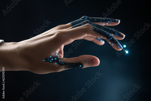 Robot hand making contact with human finger