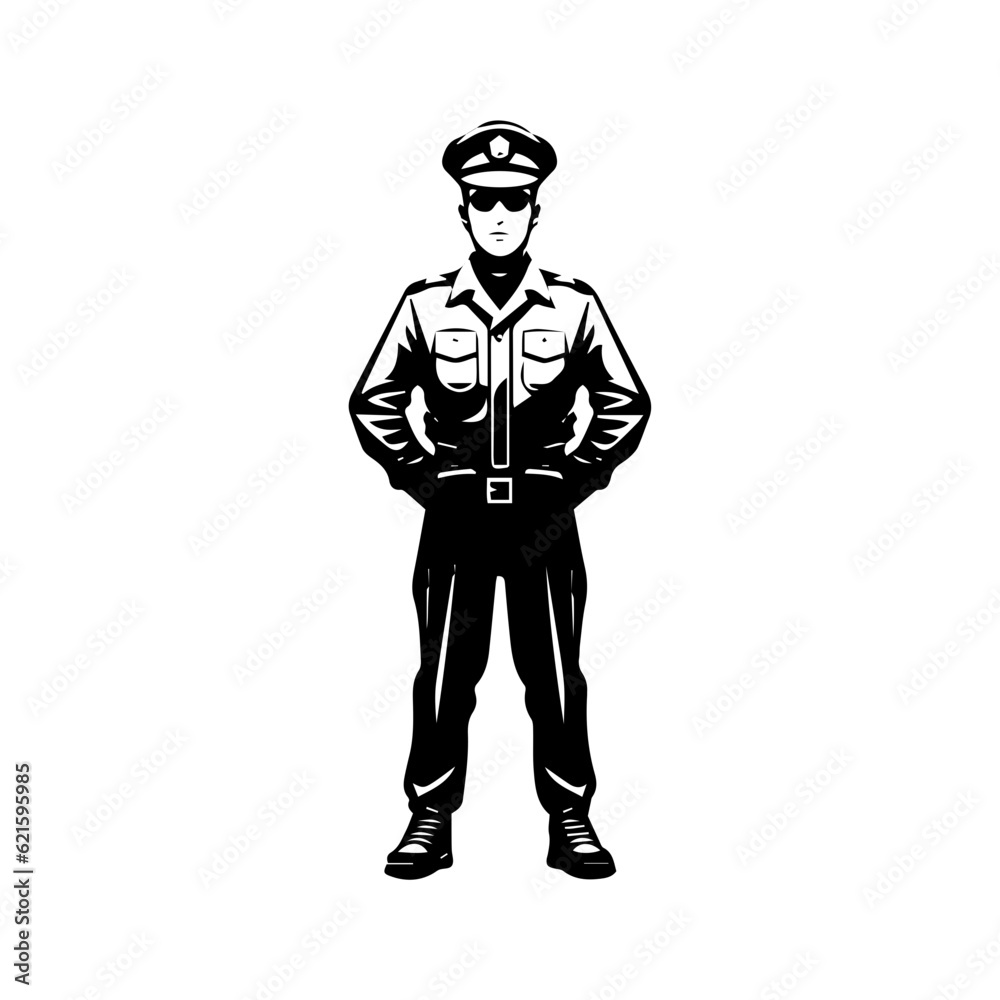 Obraz premium police officer silhouette illustration 