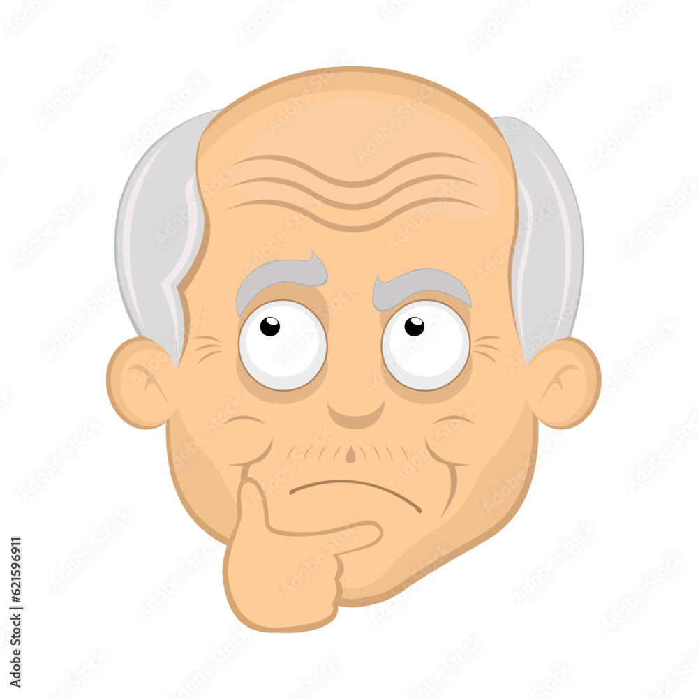 vector illustration face grandfather or old man cartoon, with a thoughtful or doubtful expression vector illustration face grandfather or old man cartoon, with a thoughtful or doubtful expression