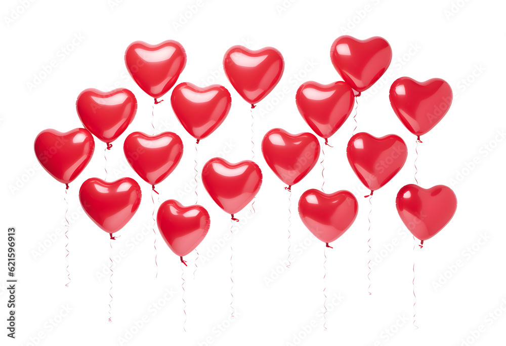 Multiple heart balloons on transparent background PNG