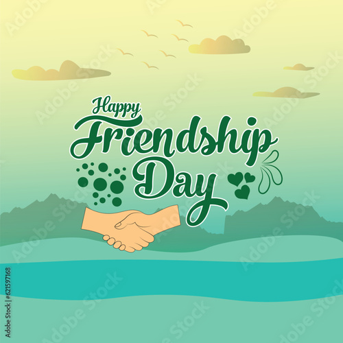 happy  Friendship Day banner Concept .Happy Friendship Day Cute Cartoon Illustration. celebration friendship day design template .friendly handshake vector .