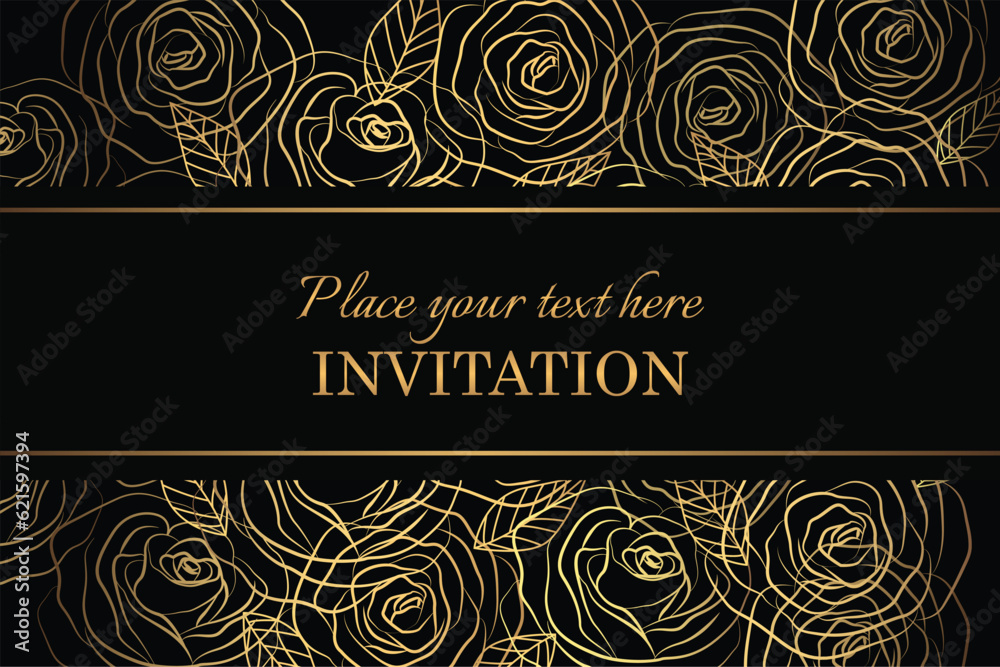 Gold gradient luxury vector invitation card