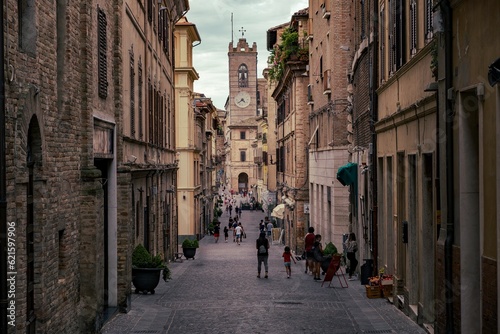 Historic downtown's view of Osimo city in Marche region, Italy