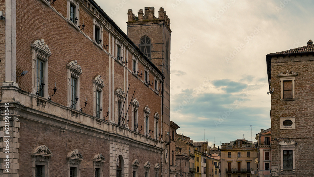 Historic downtown's view of Osimo city in Marche region, Italy