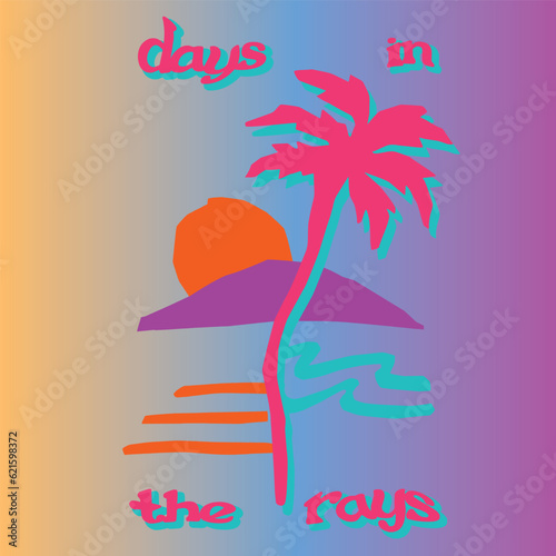 Men dopamine summer swim pool beach coastal nautical sun sunset palm tropical vacation graphic