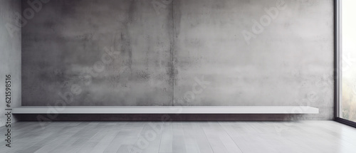 Empty concrete room, apartment. Scene for product presentation. Overlay shadow light effect.wellness spa resort, hotel background. Loft interior design mockup,template. Minimal. Generative ai