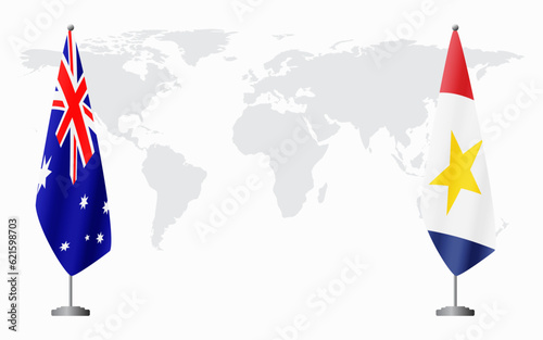 Australia and Saba flags for official meeting