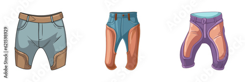 Jeans Knee colorful icons. Cartoon vector illustration.
