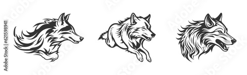 Wolf icon isolated on a white background. Vector illustration.