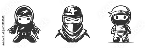 Ninja character icon. Vector illustration.