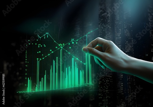 A hand holding a graph that is going up Generative AI